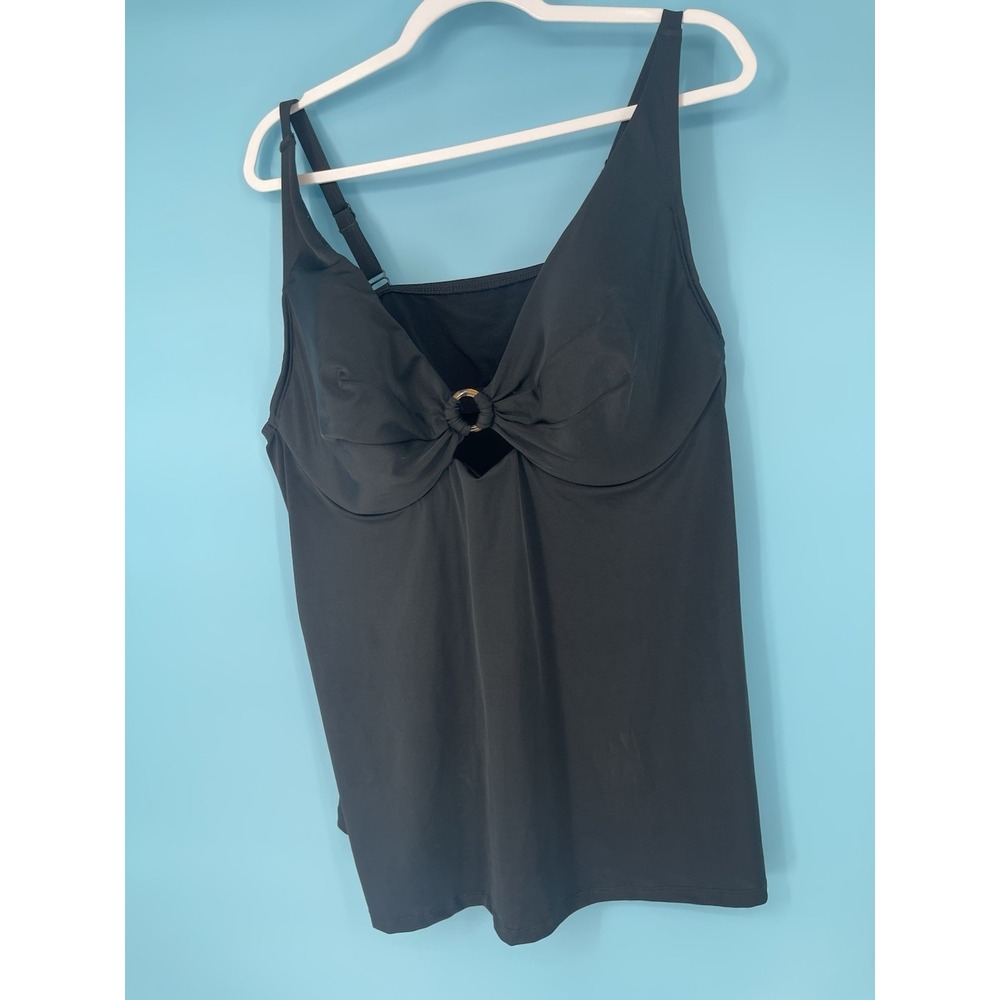 Lane Bryant Women's Underwire Tankini Top Fits Bra Size 44D Black New!